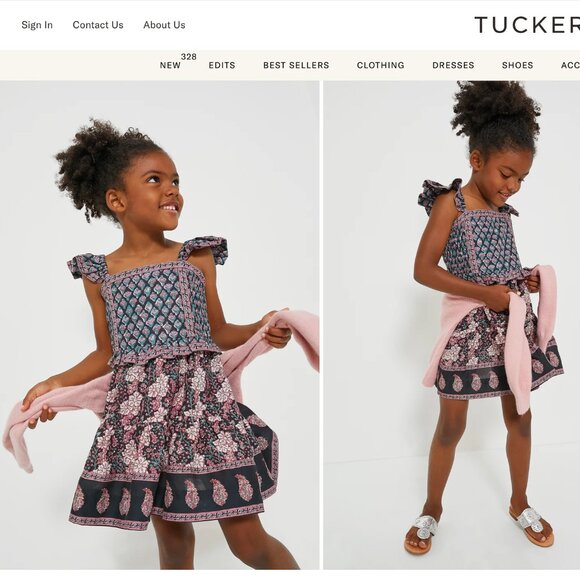 Sea New York Donna Print Flutter Sleeve Smocked Dress with Pink & Black Florals - Picture 1 of 8